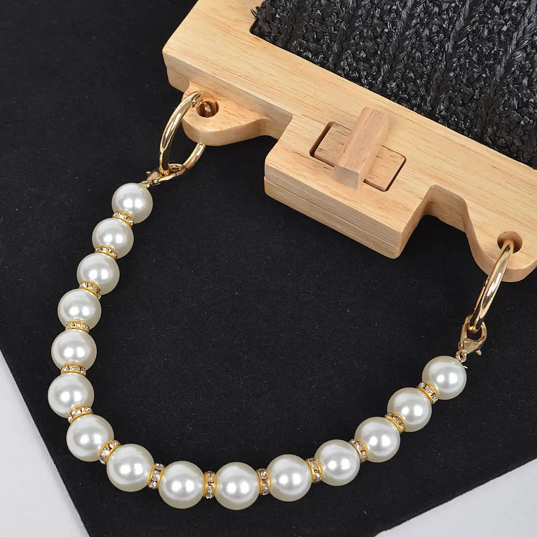 Faux Straw Wood Frame Clutch