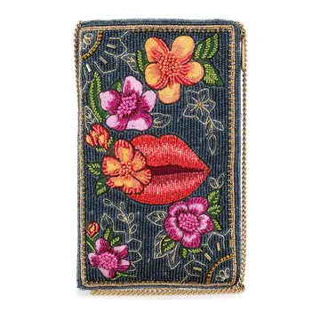 Mary Frances Lip Service Floral Cell Phone Crossbody Purse