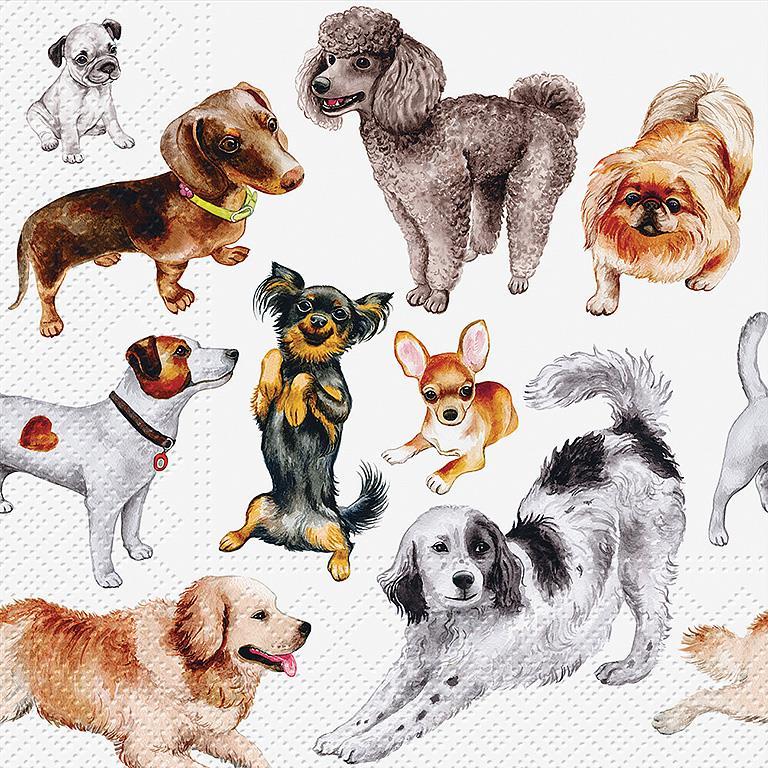 Luncheon Napkins Dogs Happiness