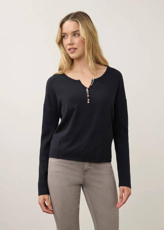 FDJ Notch Sleeve Rib Sleeve Sweater