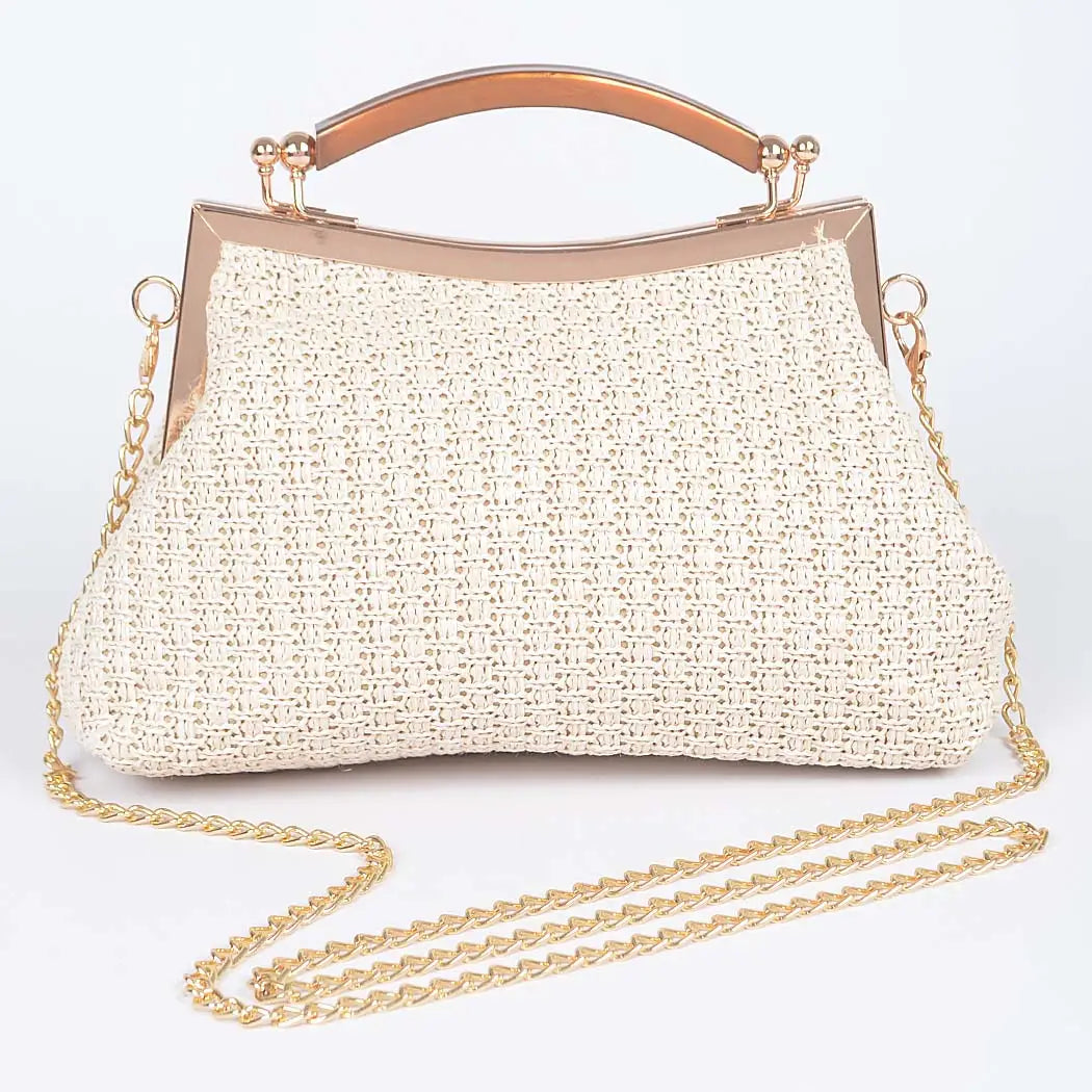 Faux Straw Clutch
