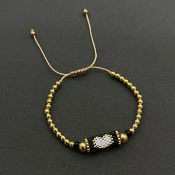 18K Gold Plated Beaded Heart Bracelet