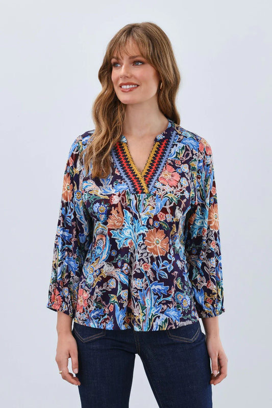FDJ Embellished Neck Top