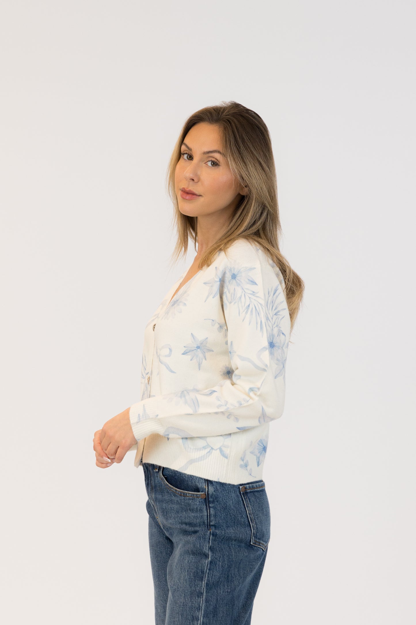 Bow Print Cardigan