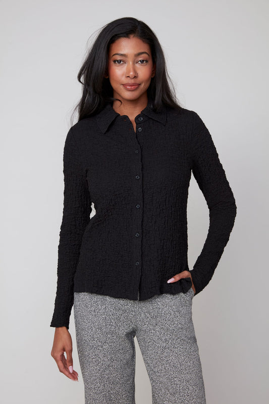 Renuar Button Down Crinkle Top
