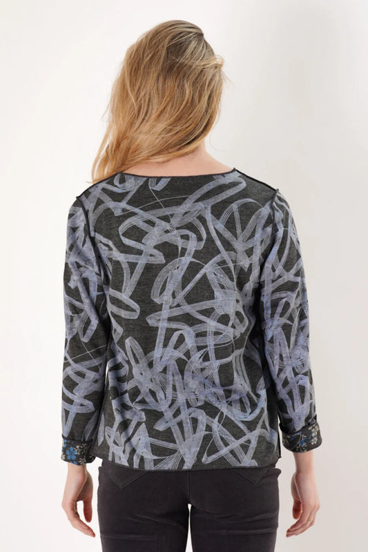 Trisha Tyler Scribble Print Reversible V-Neck