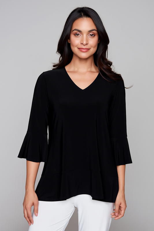 Compli K V-Neck Bell Sleeve Top