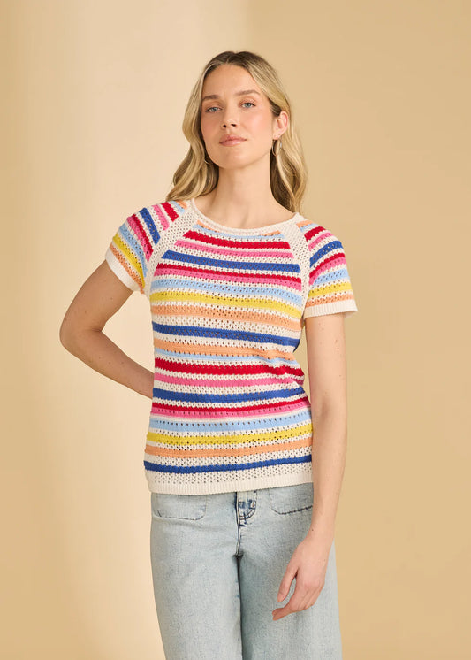 FDJ Cap Sleeve Stripe Sweater