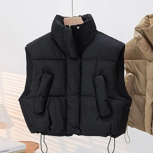 Thick Collar Short Vest