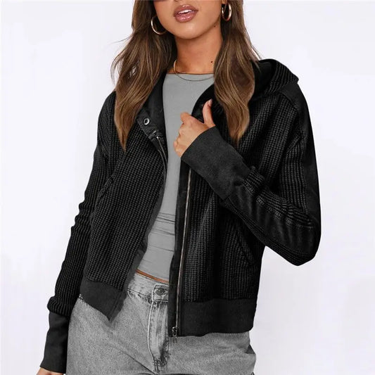 Short Knit Hoodie Jacket