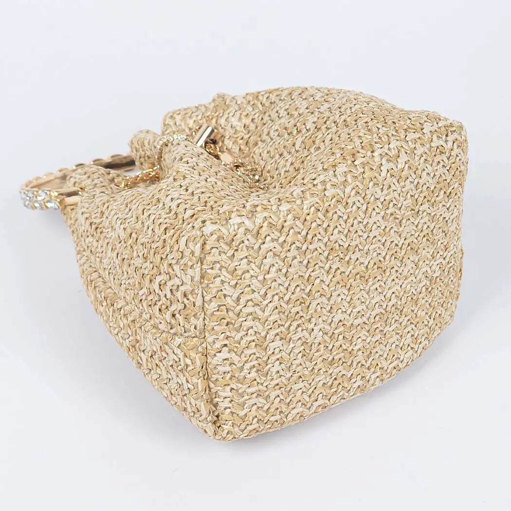 Faux Straw Bucket Bag