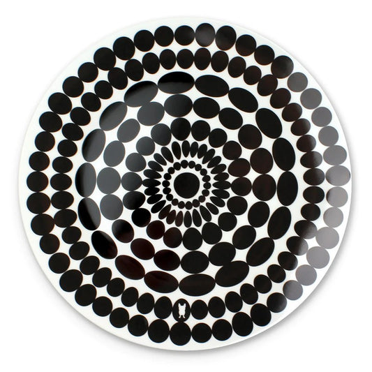 Black & White Round Platter 15.5"