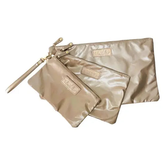 3 Piece Cosmetic Bag Wristlet Set