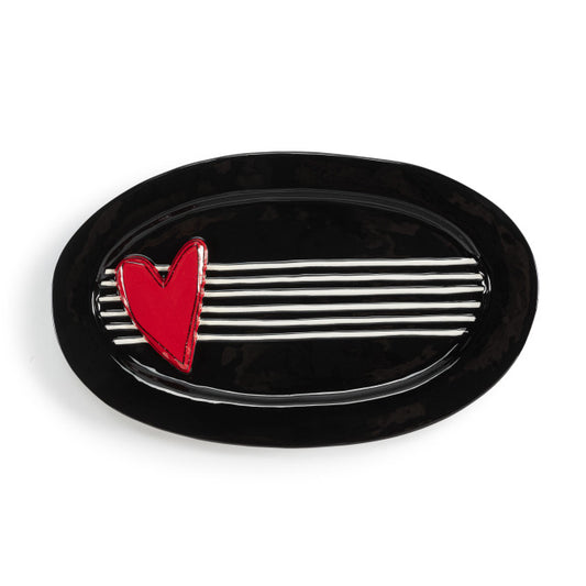 Ceramic Black and White Hearts Platter