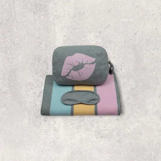 Travel Blanket Set - Kiss Lips