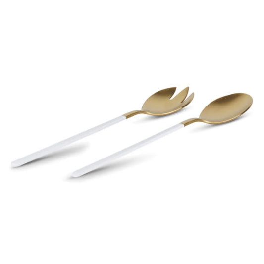 Salad Servers White/Gold