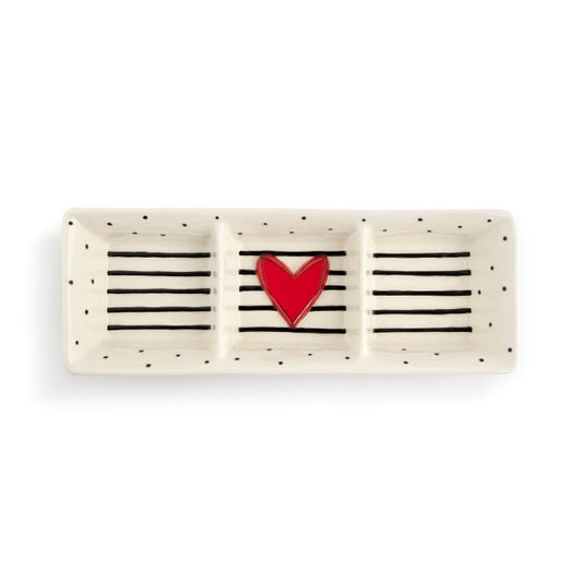 Ceramic Red Heart Divided Dish