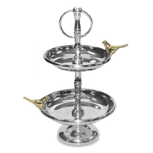 Metal Love Birds 2 Tier Tray