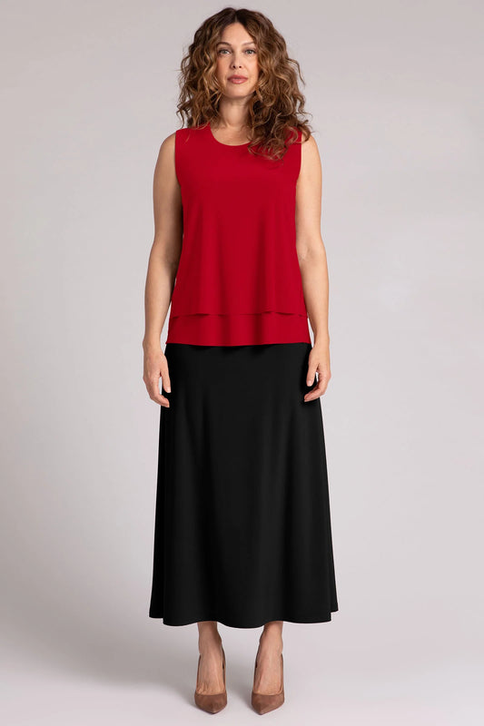 Sympli Slvless Dbl Layer Shell W/Jewel Neck