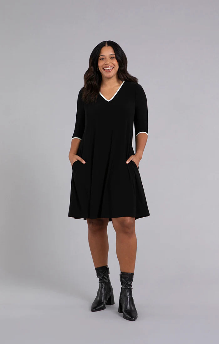 Sympli Tipped Reversible Trapeze Dress 3/4 Sleeve