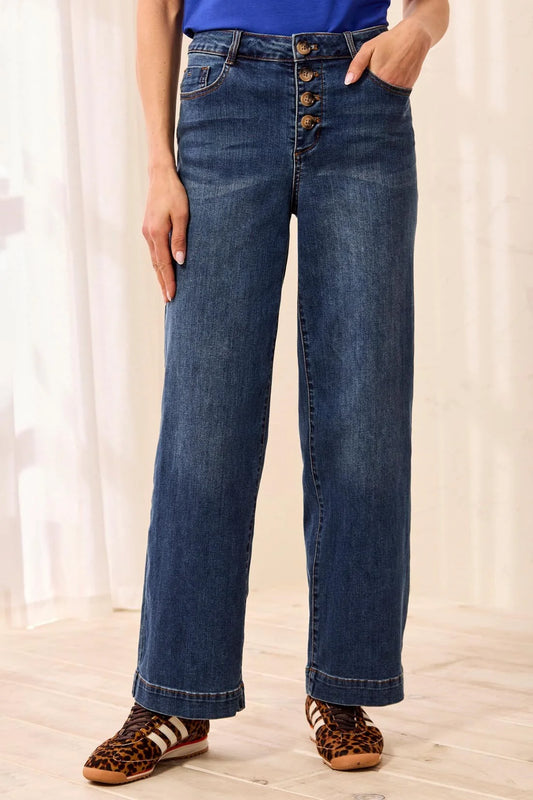 Tribal Audrey Comfort Stretch Wide Leg Crop Denim Jeans