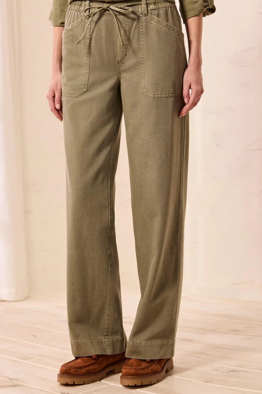 Tribal Audrey Flowy Wide Leg Pull-On Pants With Drawstring