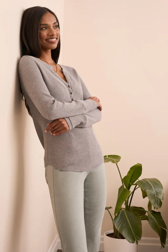 Tribal Brushed Waffle Henley Top