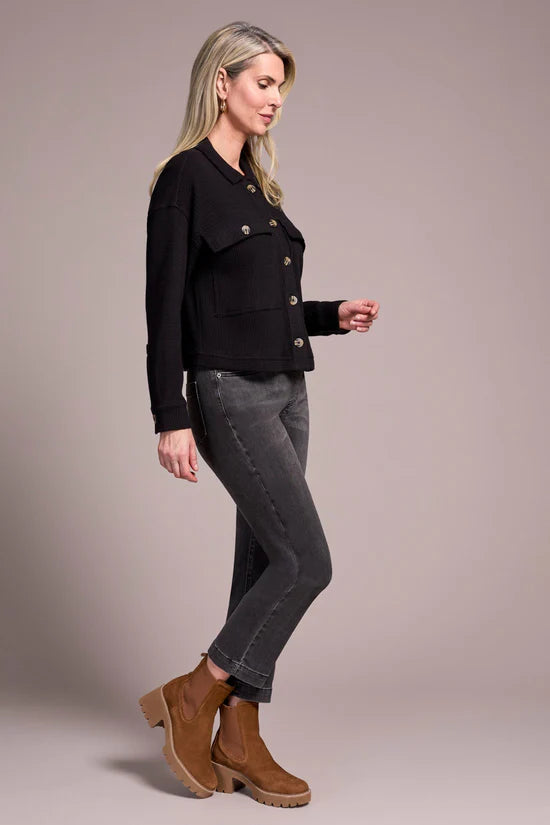 Tribal Bushed Waffle Crop Knit Shacket