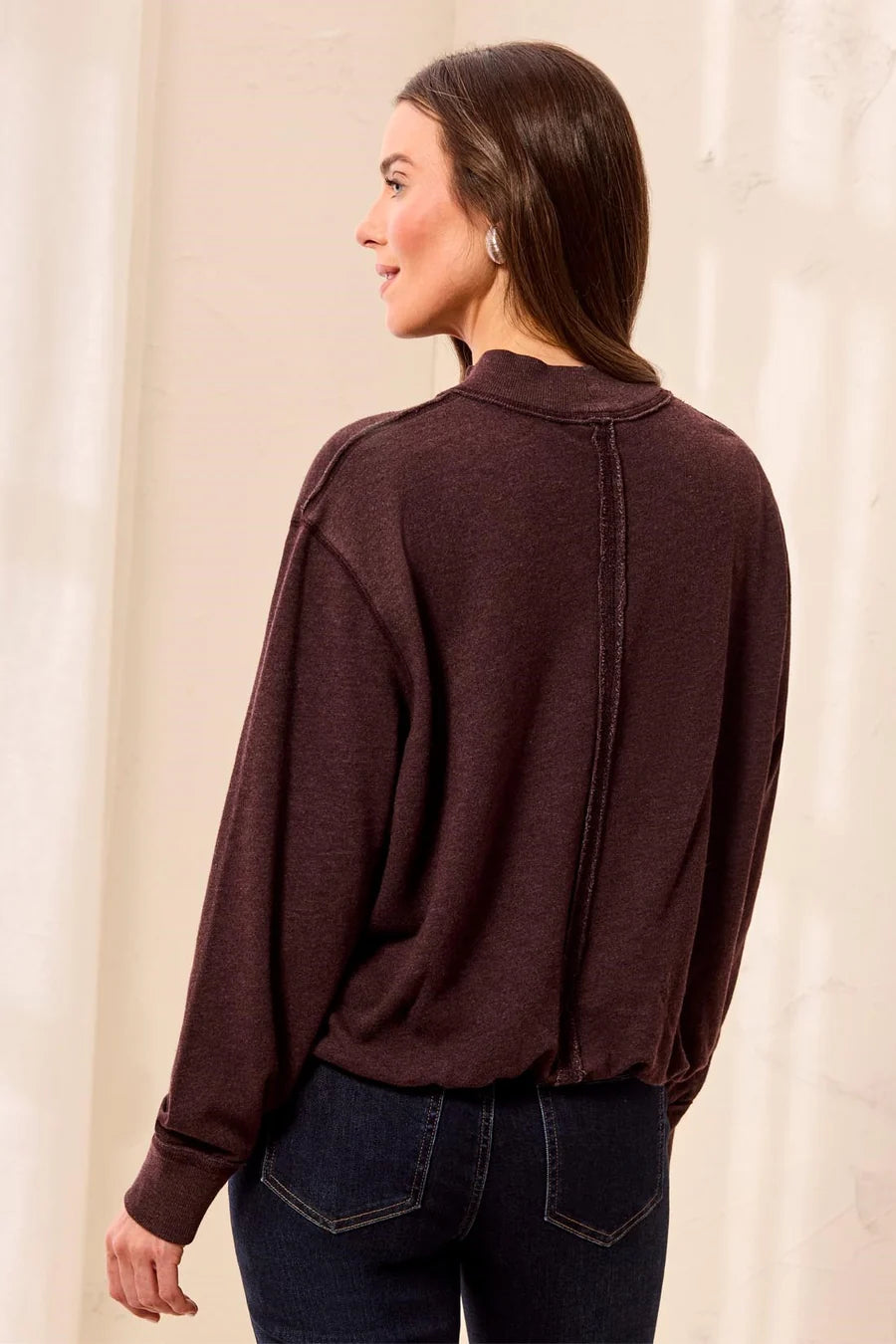 Tribal Bubble French Terry Crew Neck Long Sleeve Knit Top