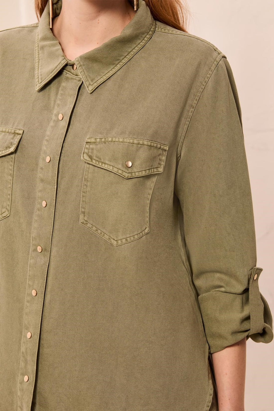 Tribal Classic Snap Front Collared Denim Shirt