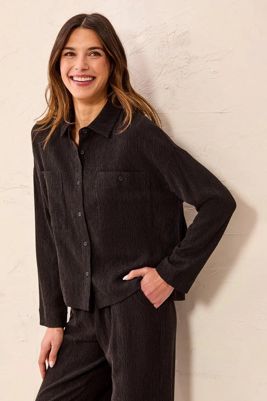 Tribal Crinkle Lyocell® Long Sleeve Button Front Shirt