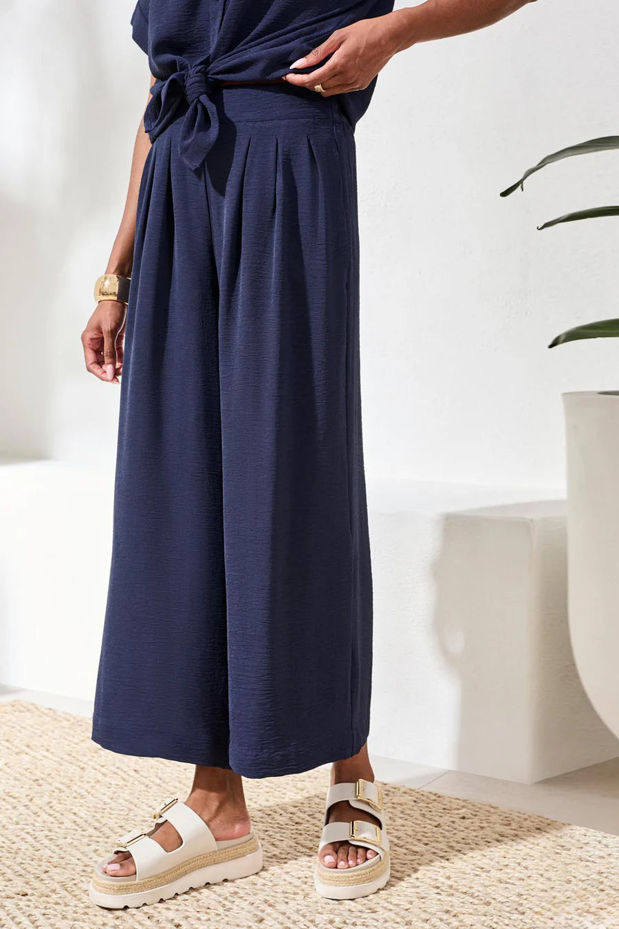 Tribal Airflow Pleated Pants With Elastic Waistband