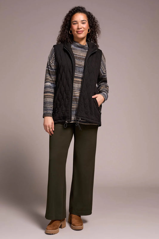 Tribal Quilted Cotton Vest W. Zip Front & Hood