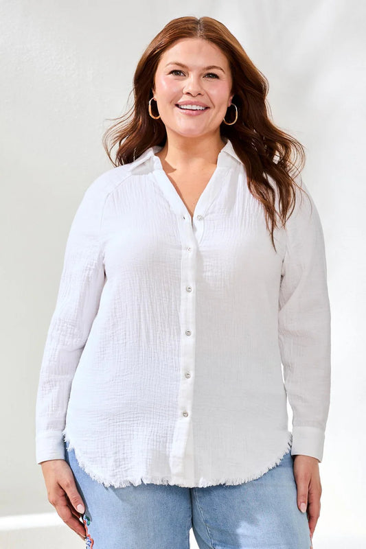 Tribal Raglan Sleeve Shirt In Crinkled Gauze