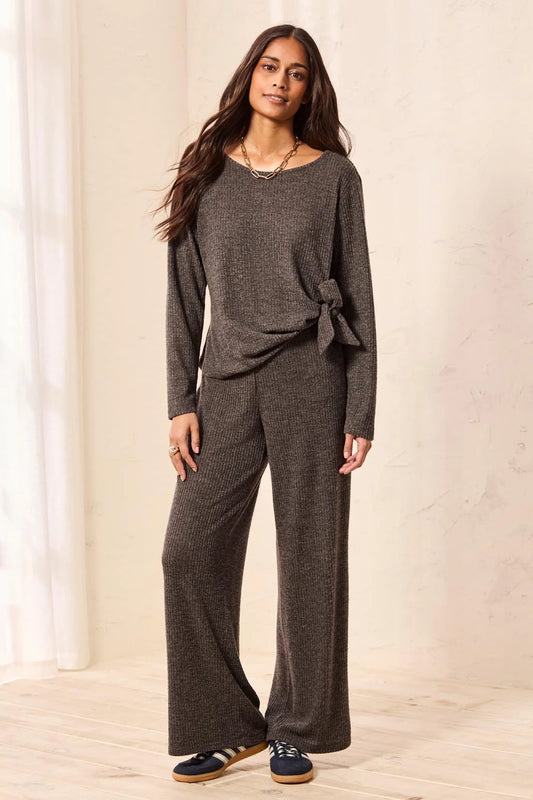 Tribal Ribbed Knit High-Rise Flowy Lounge Pants