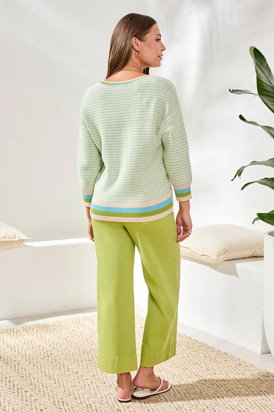 Tribal 3/4 Slv Scoop Neck Sweater