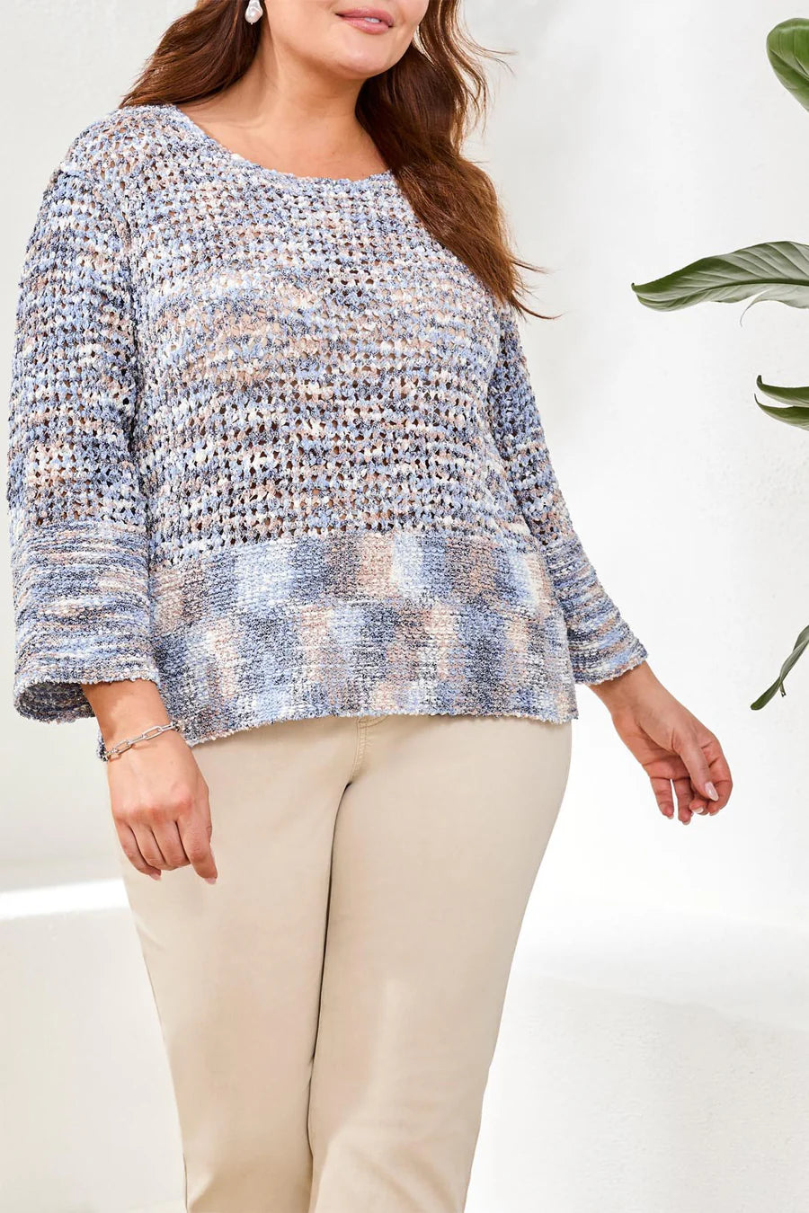 Tribal Bell Sleeve Open Knit Sweater