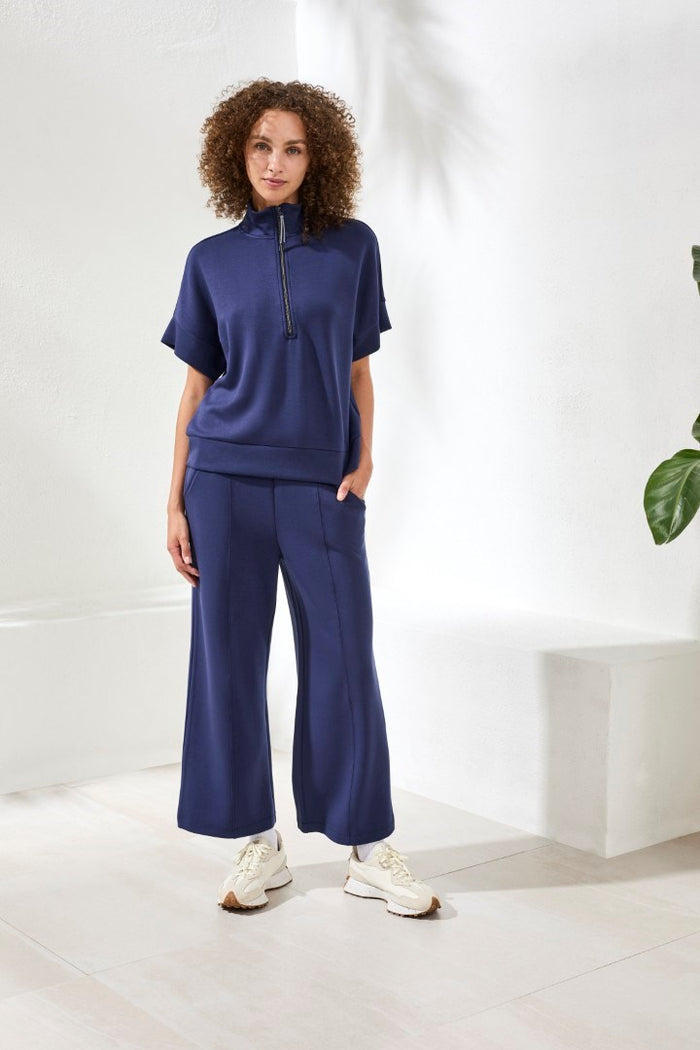 Tribal Techno Lux Mock Neck Zip Top