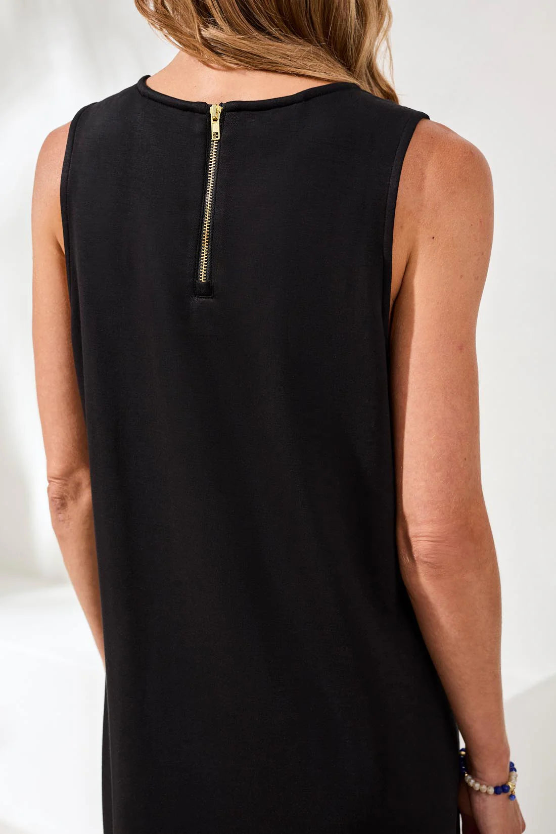 Tribal Techno Lux Shift Dress Back Zipper-Black