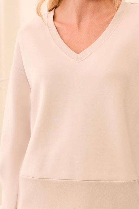 Tribal TECHNO LUX V-Neck Drop Shoulder Pullover