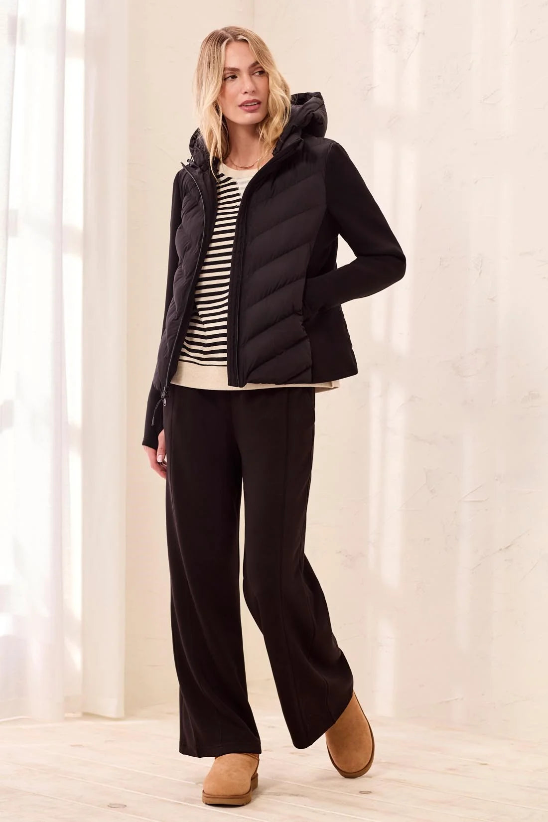 Tribal Water Repellent Hybrid Puffer Jacket With Hood