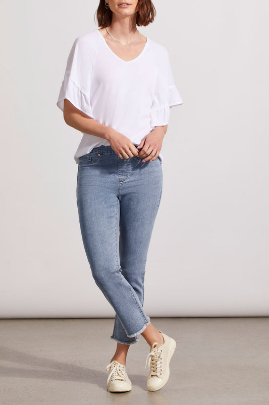 Tribal Audrey Pull On Straight Crop Jeans