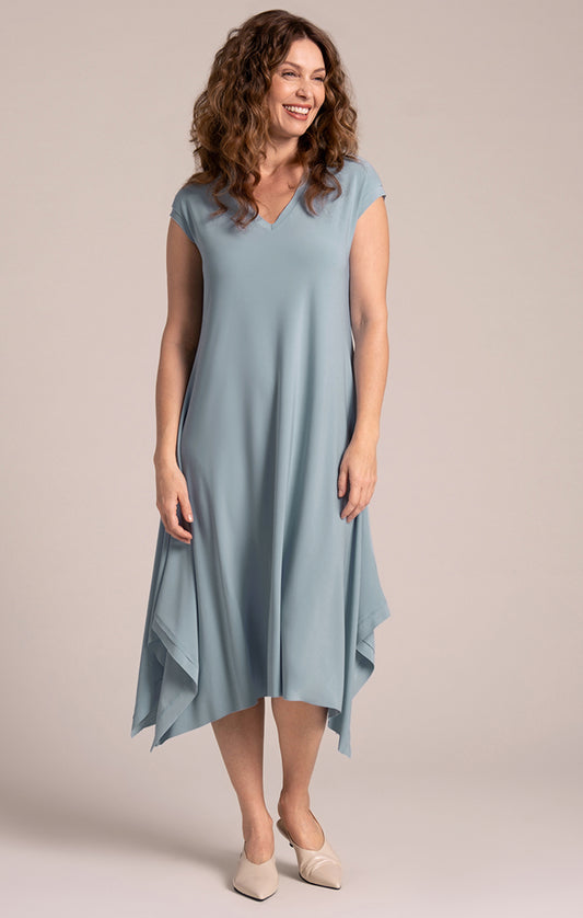 Sympli Splice V-Neck Dress, Cap Sleeve