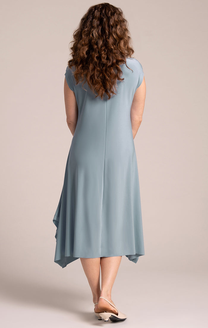 Sympli Splice V-Neck Dress, Cap Sleeve