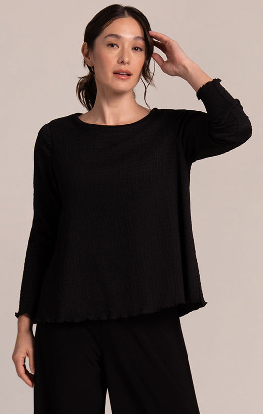 Sympli Pop Crew Neck Top, Long Sleeve