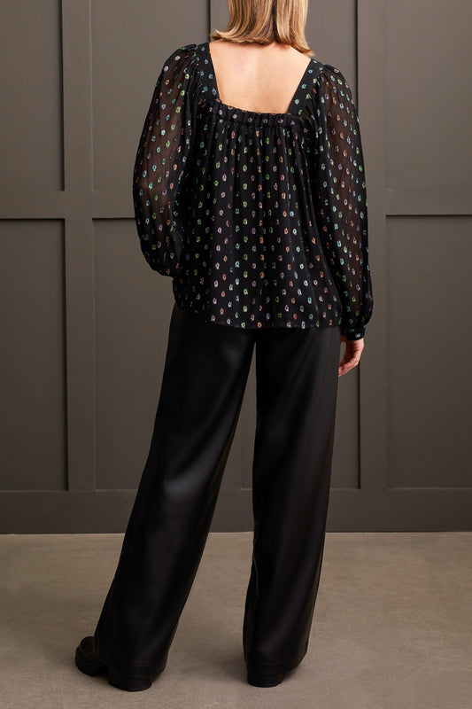 Tribal Square Neck Lined Blouse