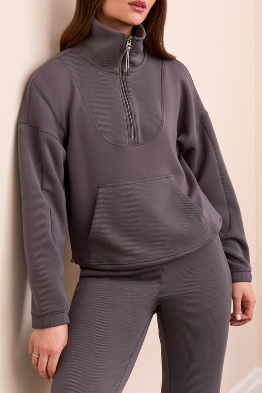 Tribal Long Sleeve Mock Neck Top W/ Zipper