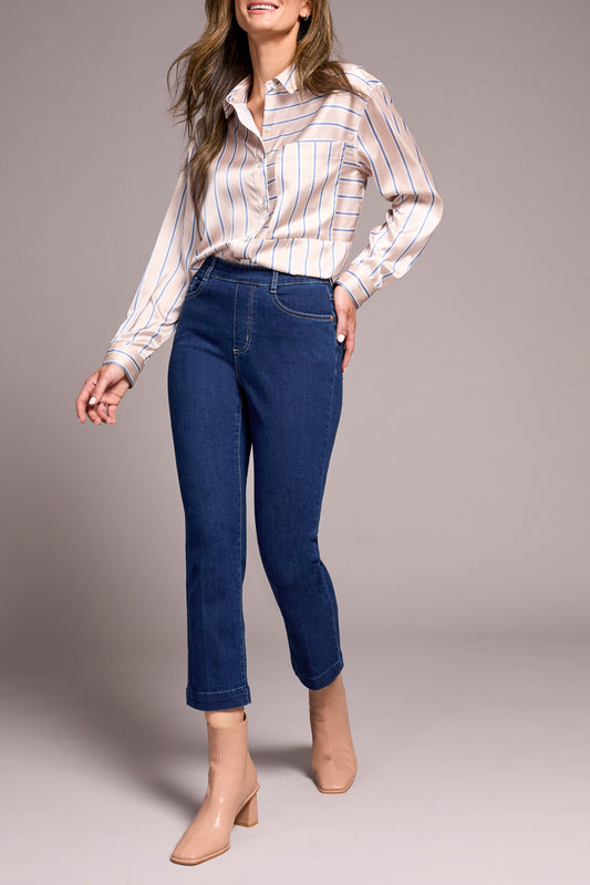 Tribal Audrey Pull On Crop Jeans W/ Front Crease