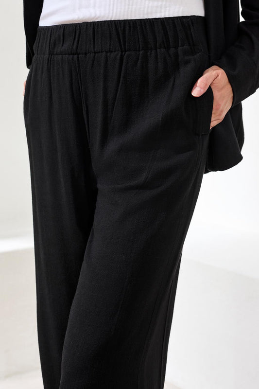 Tribal Flowy Linen Wide Leg Ankle Pant