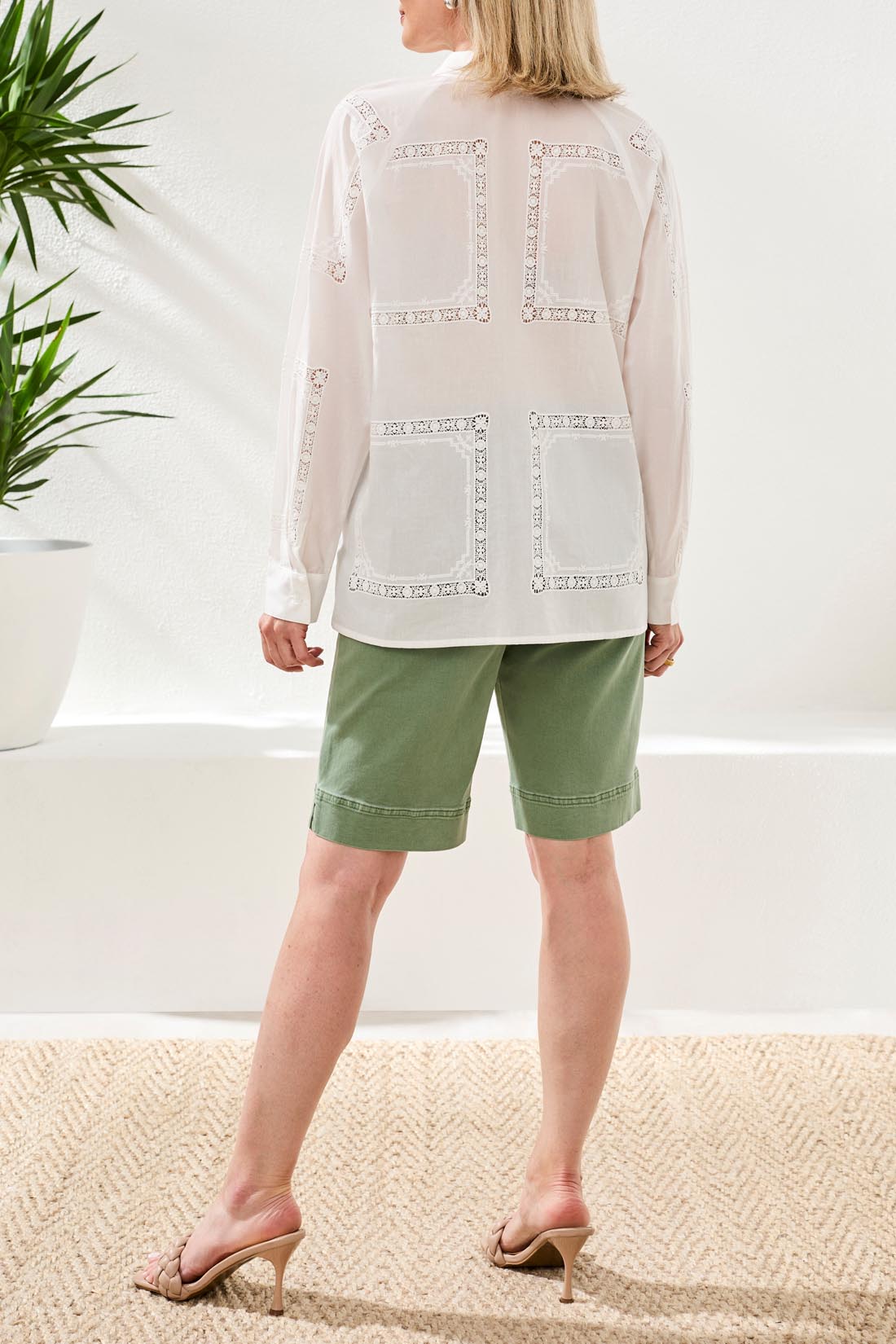 Tribal Embroidered Cotton Voile Button Blouse